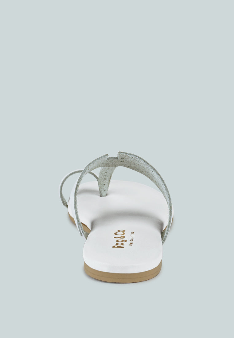MILA White Toe Ring Thong Slip Ons#color_white