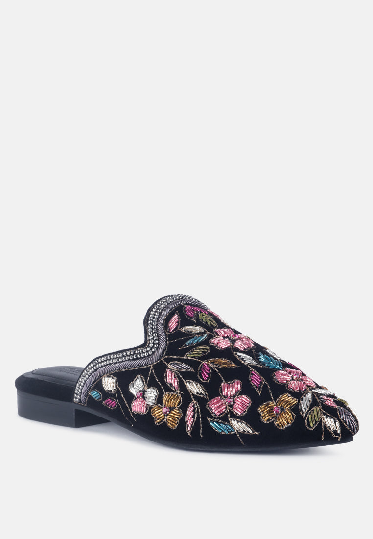 Marcella Embroidered Mules_black