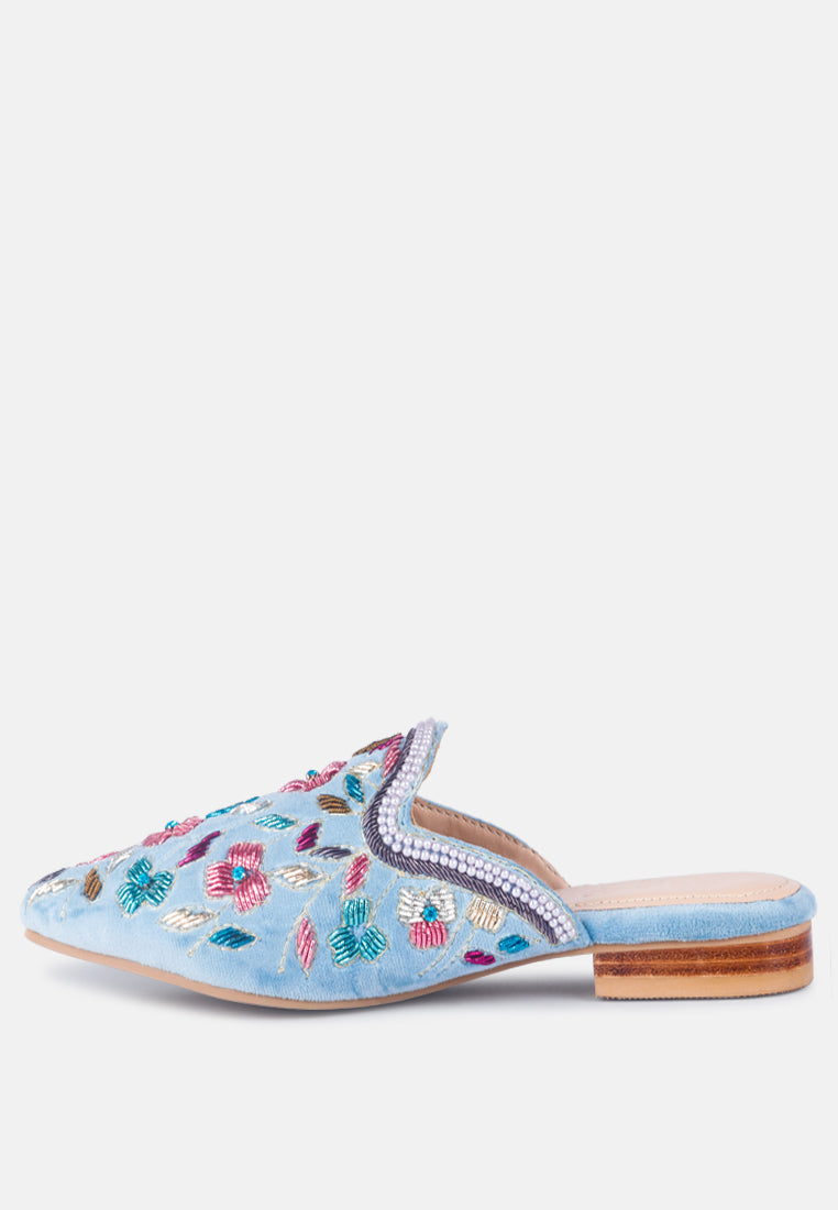 Marcella Embroidered Mules in Blue#color_blue
