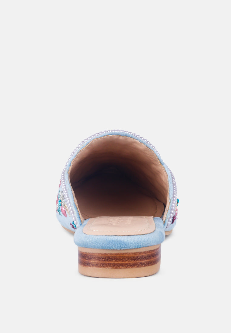 Marcella Embroidered Mules in Blue#color_blue