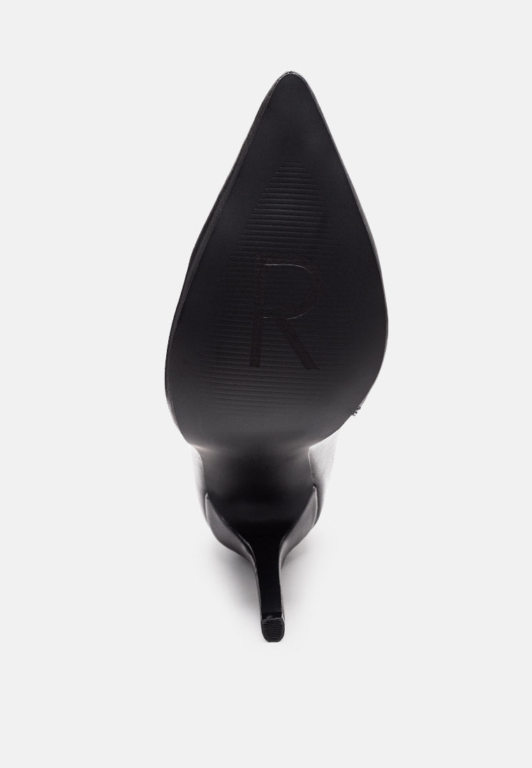 NAGINI Over Ankle Pointed Toe High Heeled Boot-BLACK