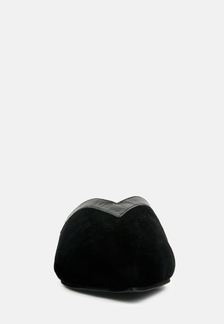 ORLA Black Classic Suede Walking Mules-Black