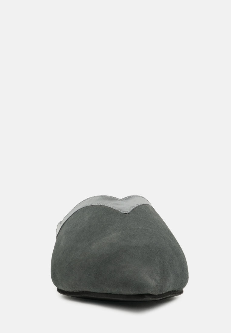 ORLA Grey Classic Suede Walking Mules-Grey