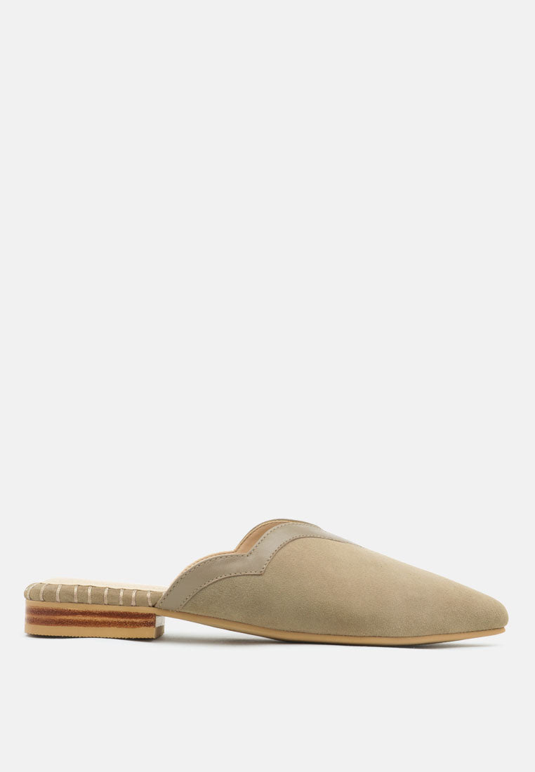 ORLA Taupe Classic Suede Walking Mules-Taupe