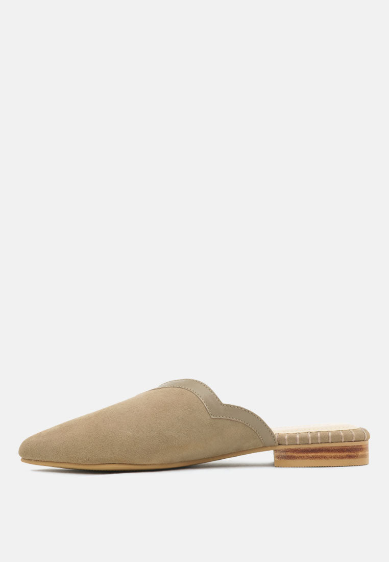 ORLA Taupe Classic Suede Walking Mules-Taupe