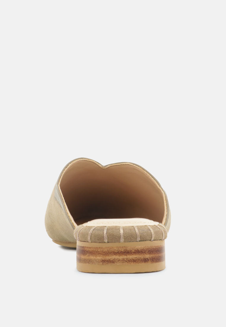 ORLA Taupe Classic Suede Walking Mules-Taupe