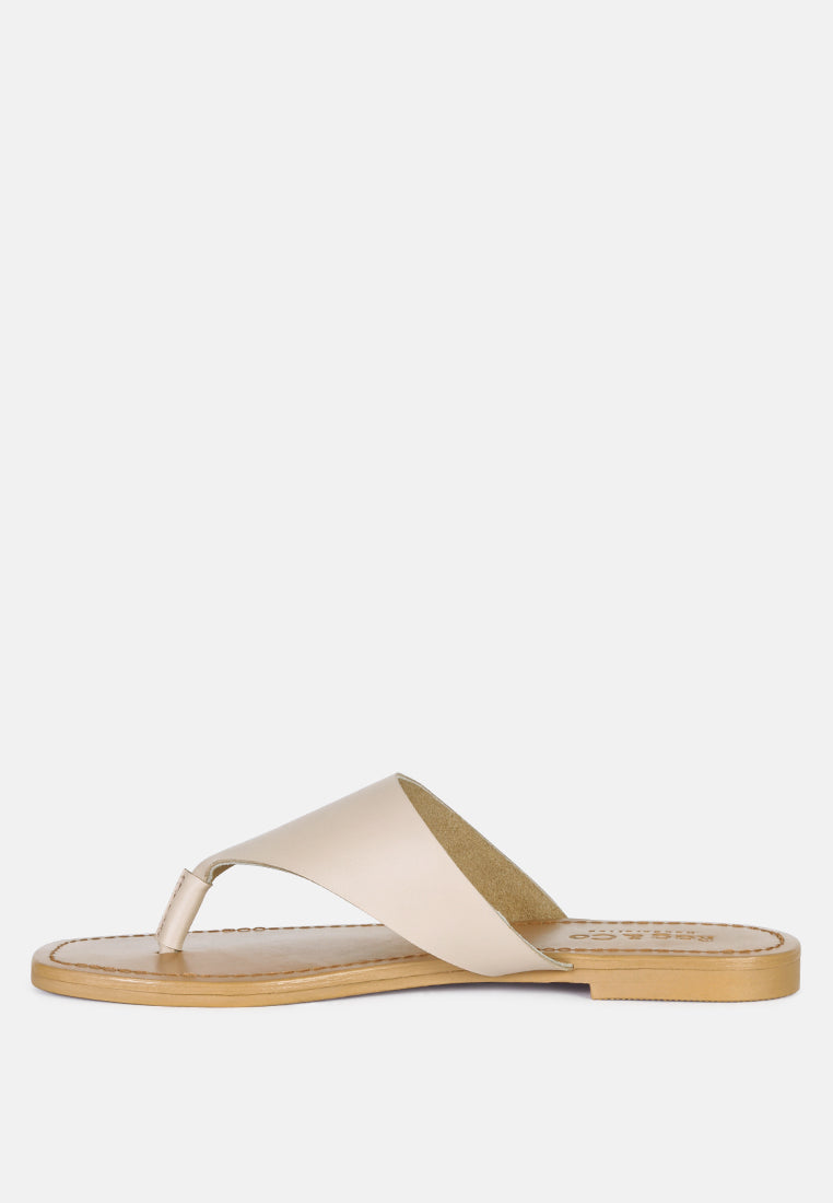 OROFER Latte Soft Leather Luxury Thong Flats_Latte