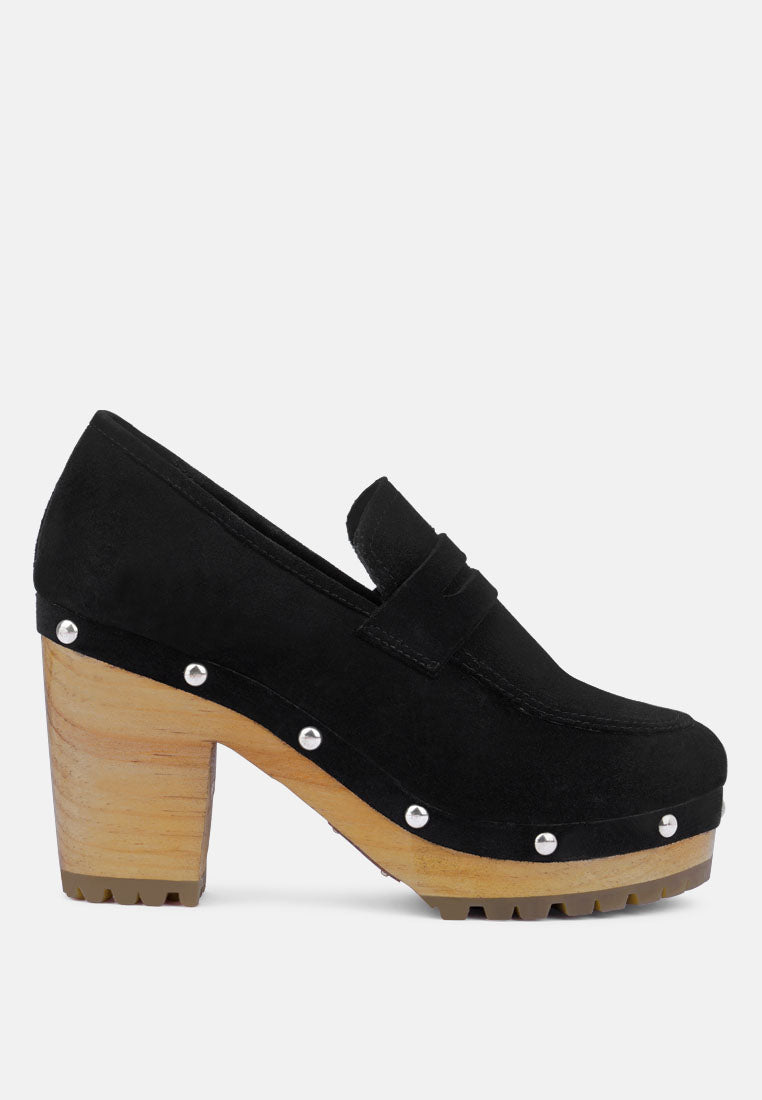 OSAGE Black Clog Loafers in Fine Suede