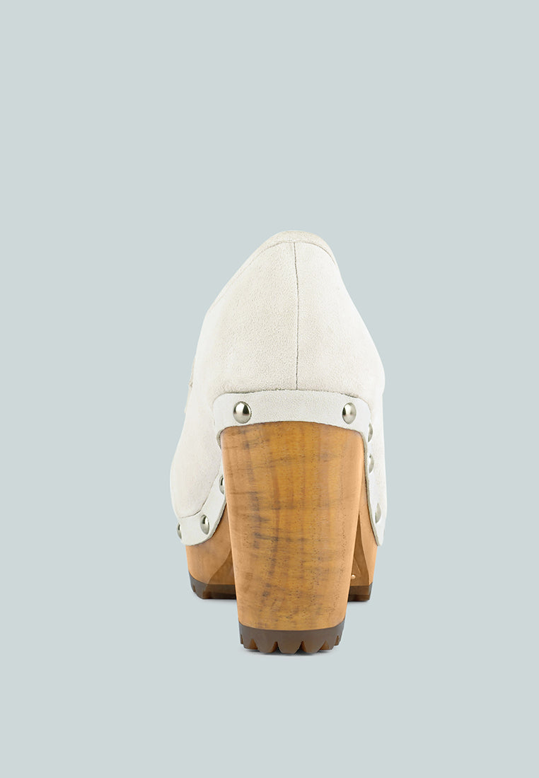 OSAGE White Clog Loafers in Fine Suede