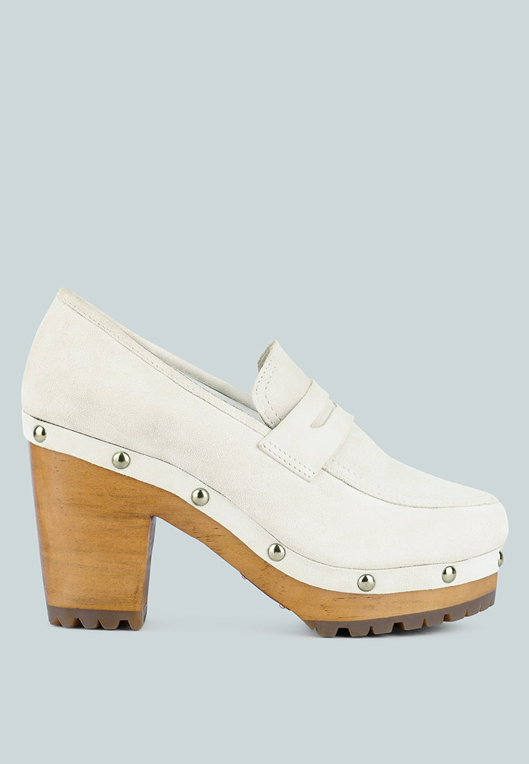 OSAGE White Clog Loafers in Fine Suede