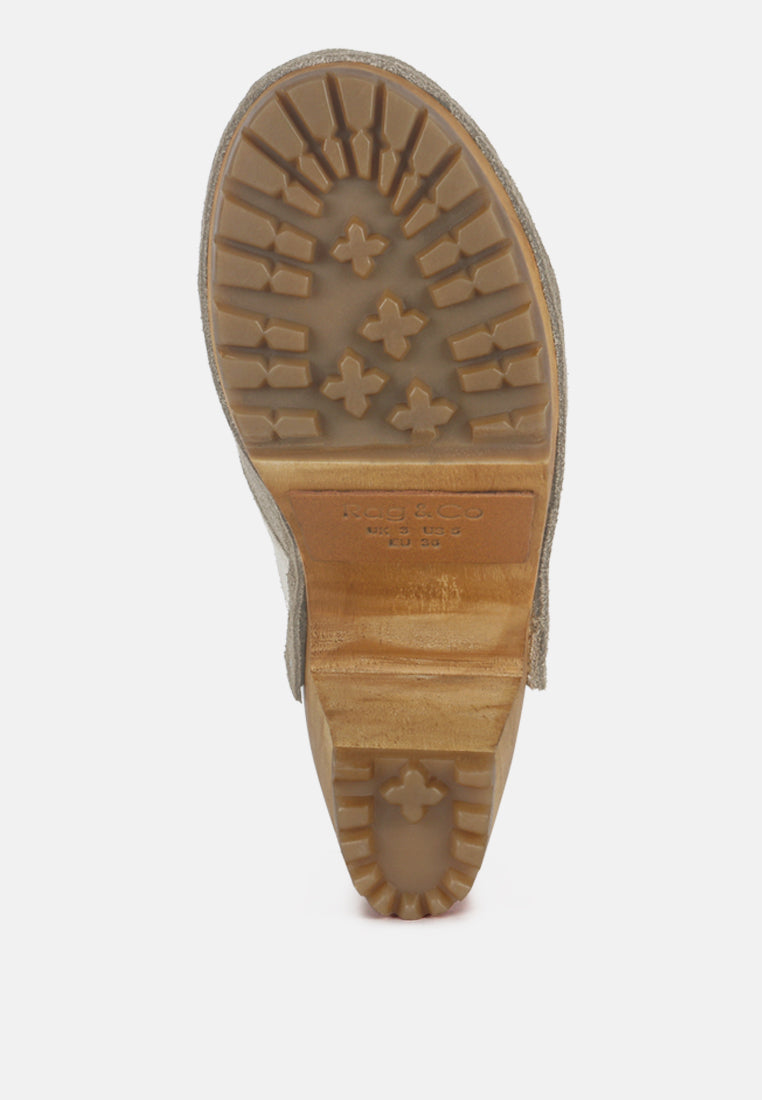 Ochroma Vintage Patchwork Suede Mule Clogs in Olive_Olive