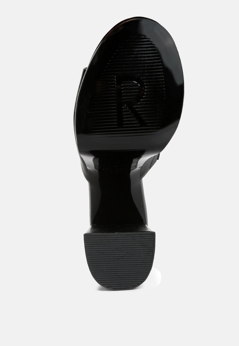 SHURI Open Toe High Block Heel Sandals in Black#color_black