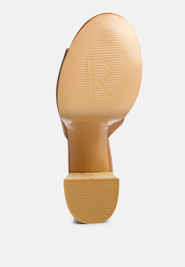 SHURI Open Toe High Block Heel Sandals in Tan#color_tan