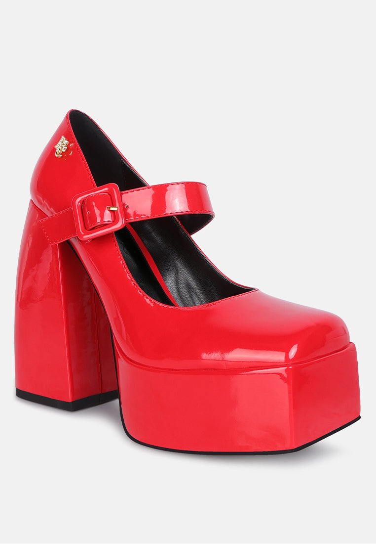 Buy Pablo Red Statement High Platform Heel Mary Jane Sandals