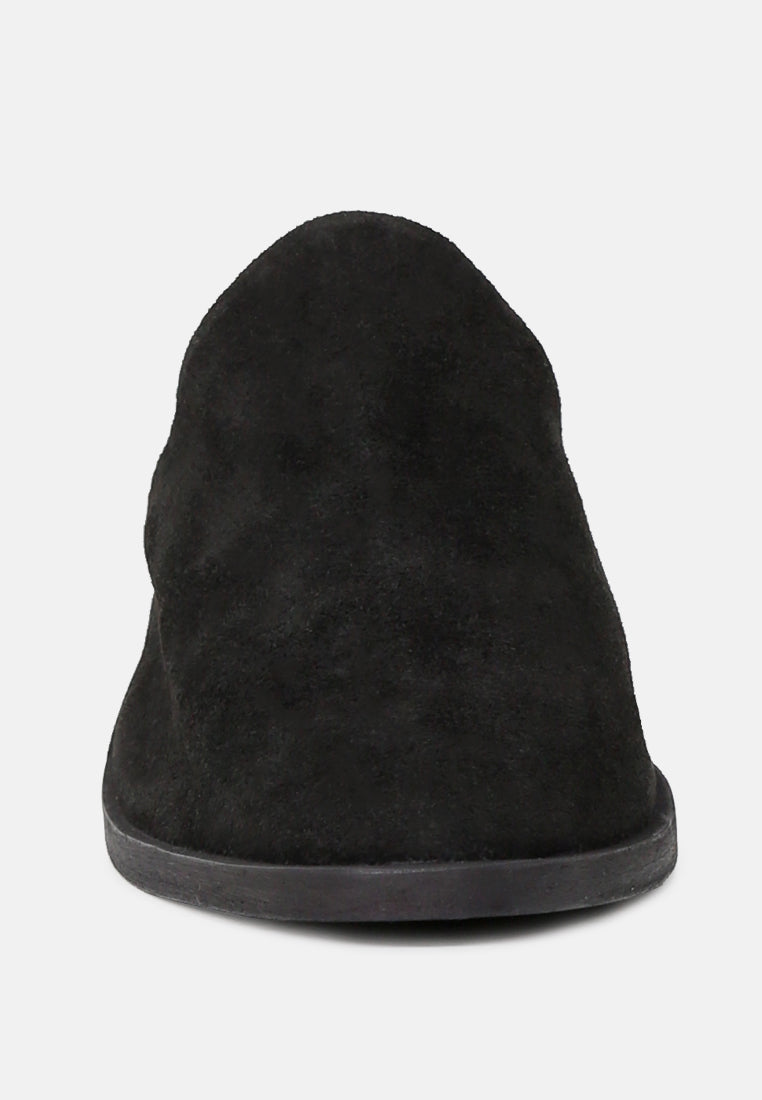 PALMA Black Stacked Heel Mules-Black