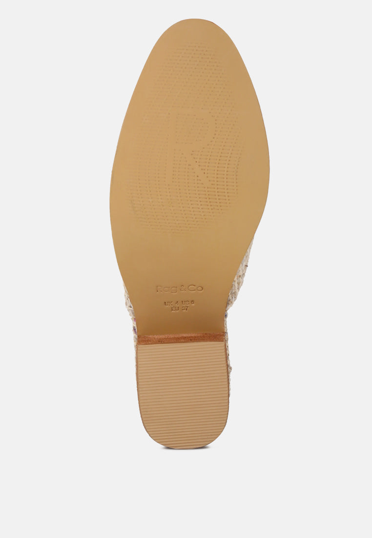 PALMA Natural Stacked Heel Mules-Natural