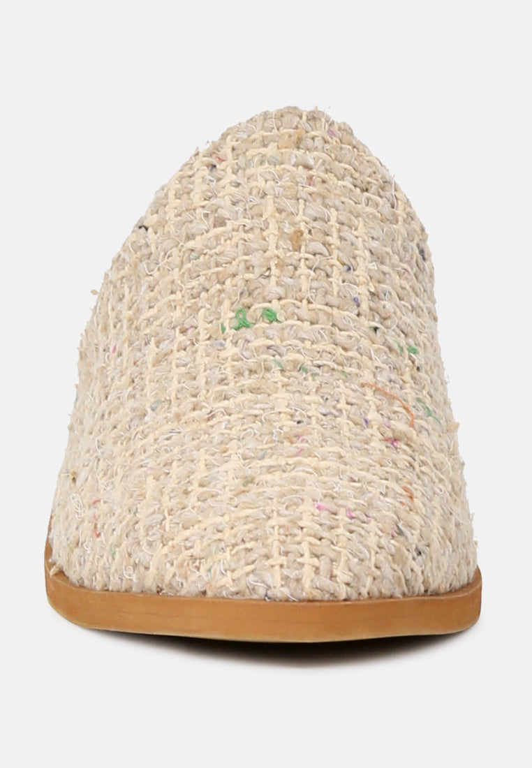 PALMA Natural Stacked Heel Mules-Natural