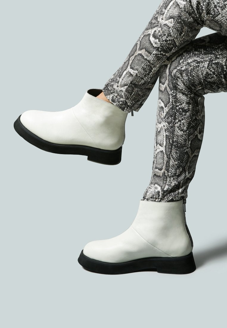 PALTROW Zip-up White Ankle Boot_White