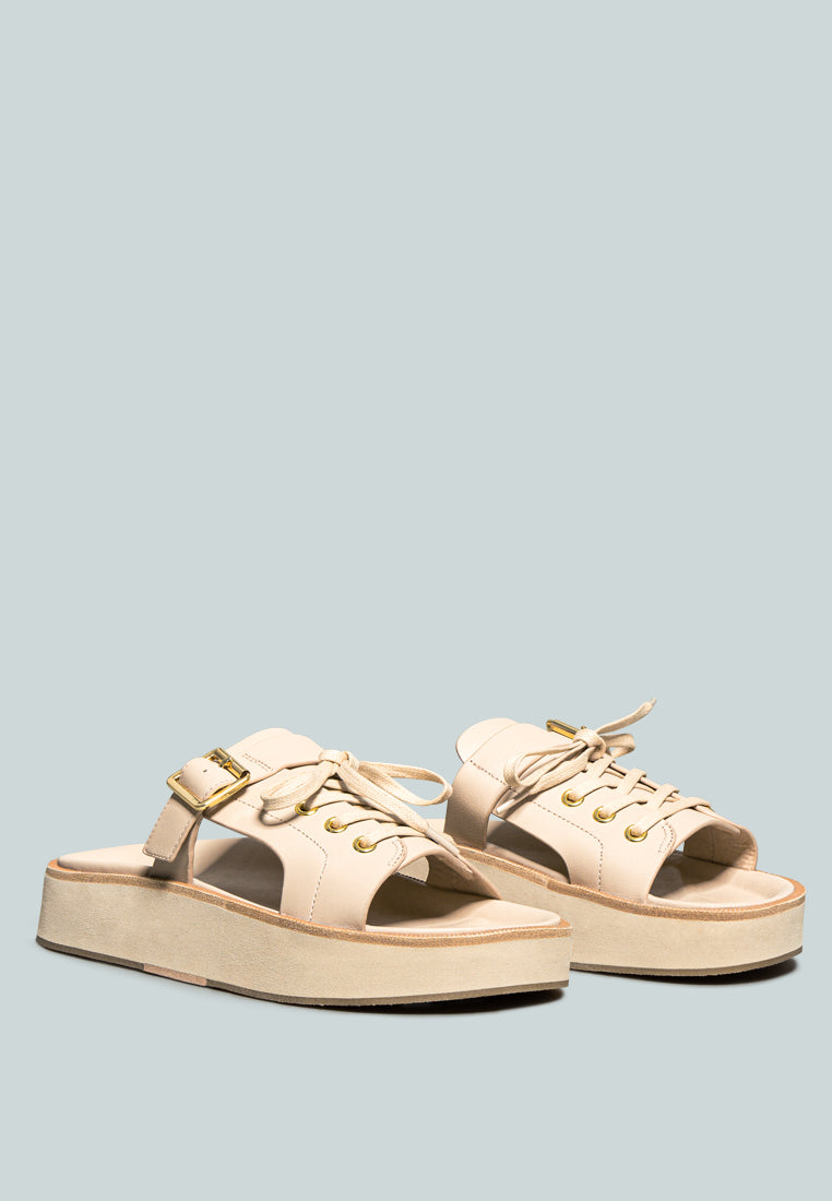 PATTON Nude Lace Up Buckled Platform Sandals_Nude