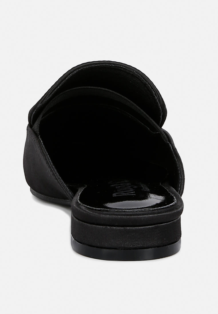 PERRINE Diamante Jewel Satin Mules in Black#color_black