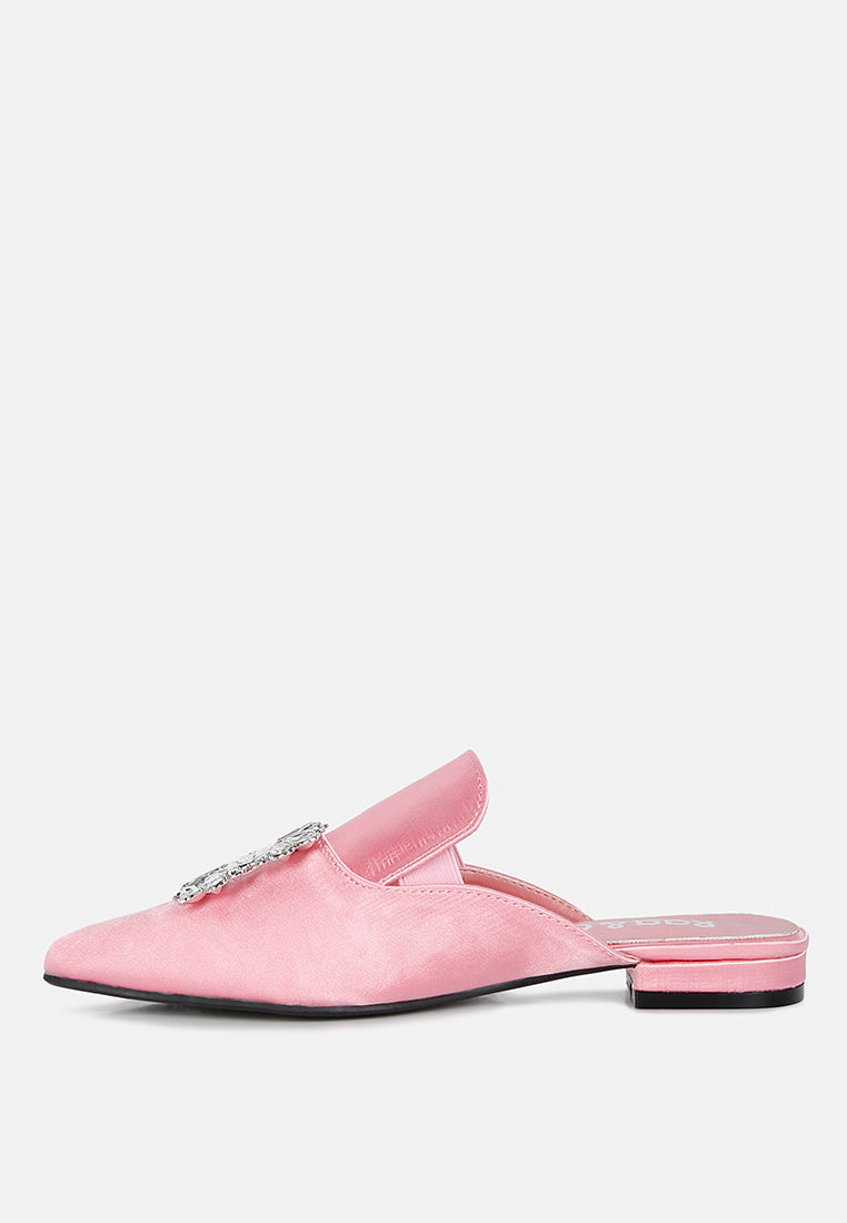 PERRINE Diamante Jewel Satin Mules in Blush#color_blush