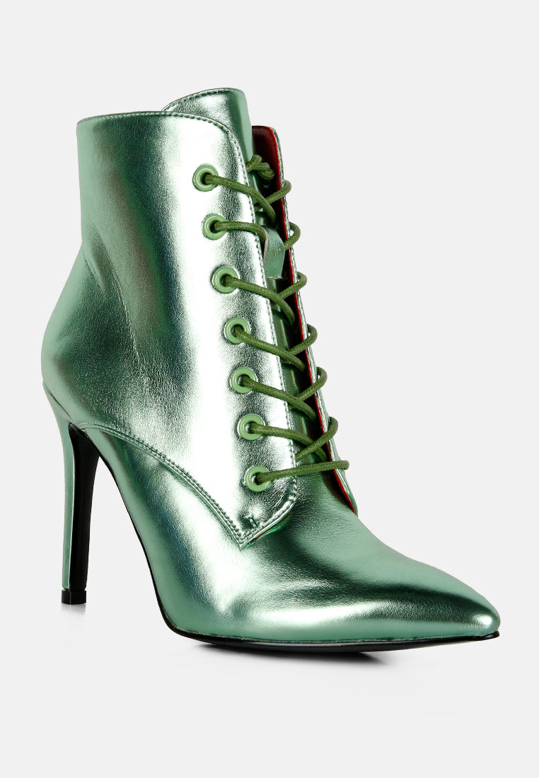 Buy PIET Green Metallic Stiletto Ankle Boot Online in Singapore