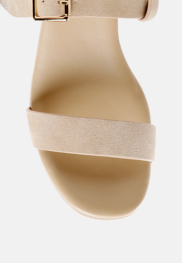 PORTIA Leather Wedge Sandal in Nude-Nude
