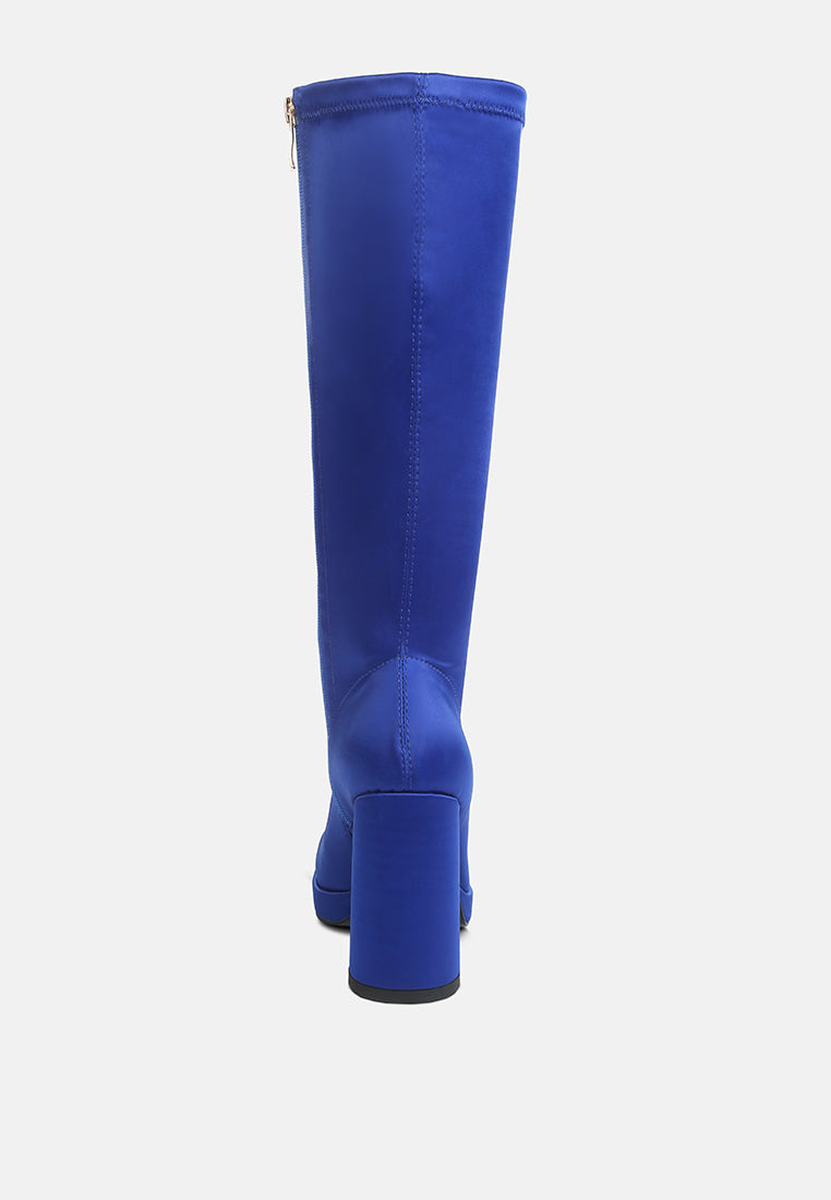 presto blue stretchable satin long boot#color_blue