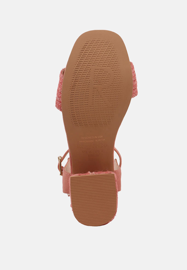 RAYNA Blush Braided Jute Strap and Suede Sandal-Blush