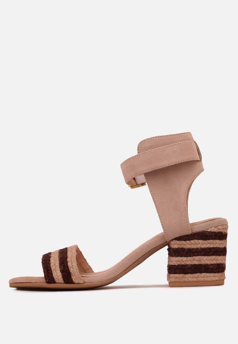 RAYNA Brown Braided Jute Strap and Suede Sandal-Natural