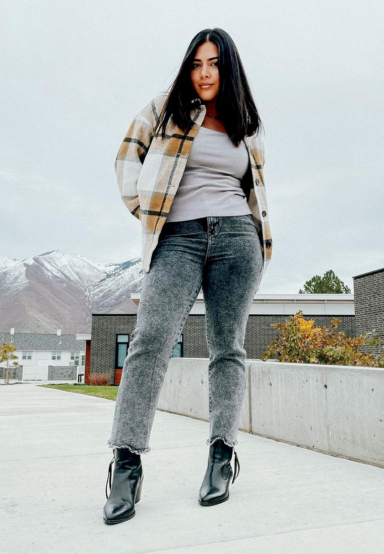 VIVIANA Black Ankle Boots with Zipper-Black