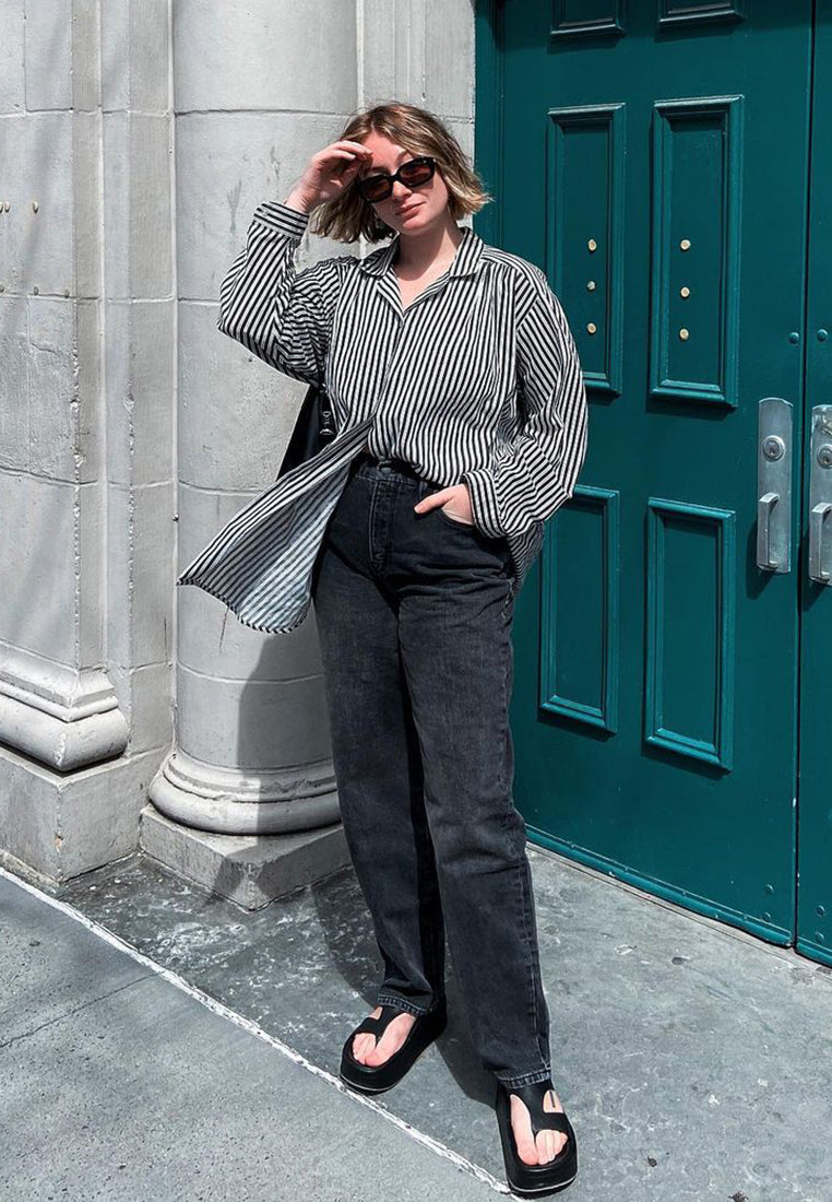 HATHAWAY Slip-On Platfrom Sandal in Black-Black