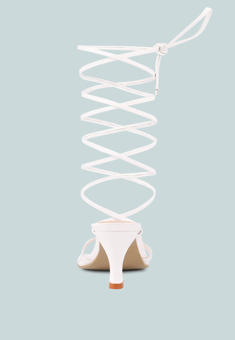 DORITA White Kitten Heel Lace Up Sandal_white