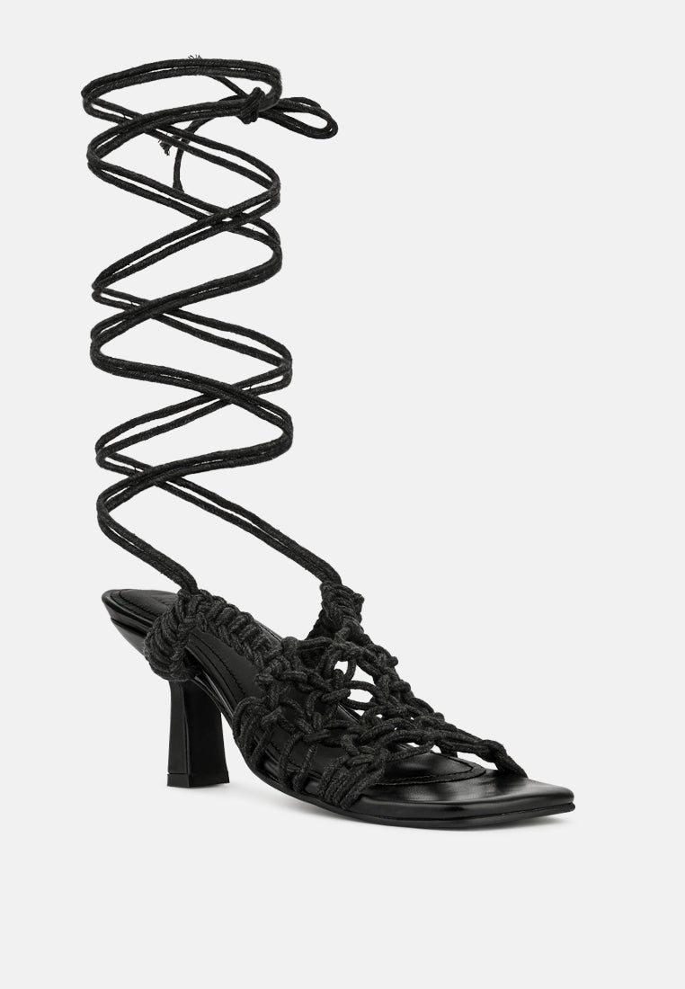 beroe latte braided handcrafted lace up sandal black
