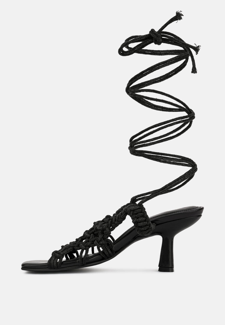 beroe latte braided handcrafted lace up sandal black