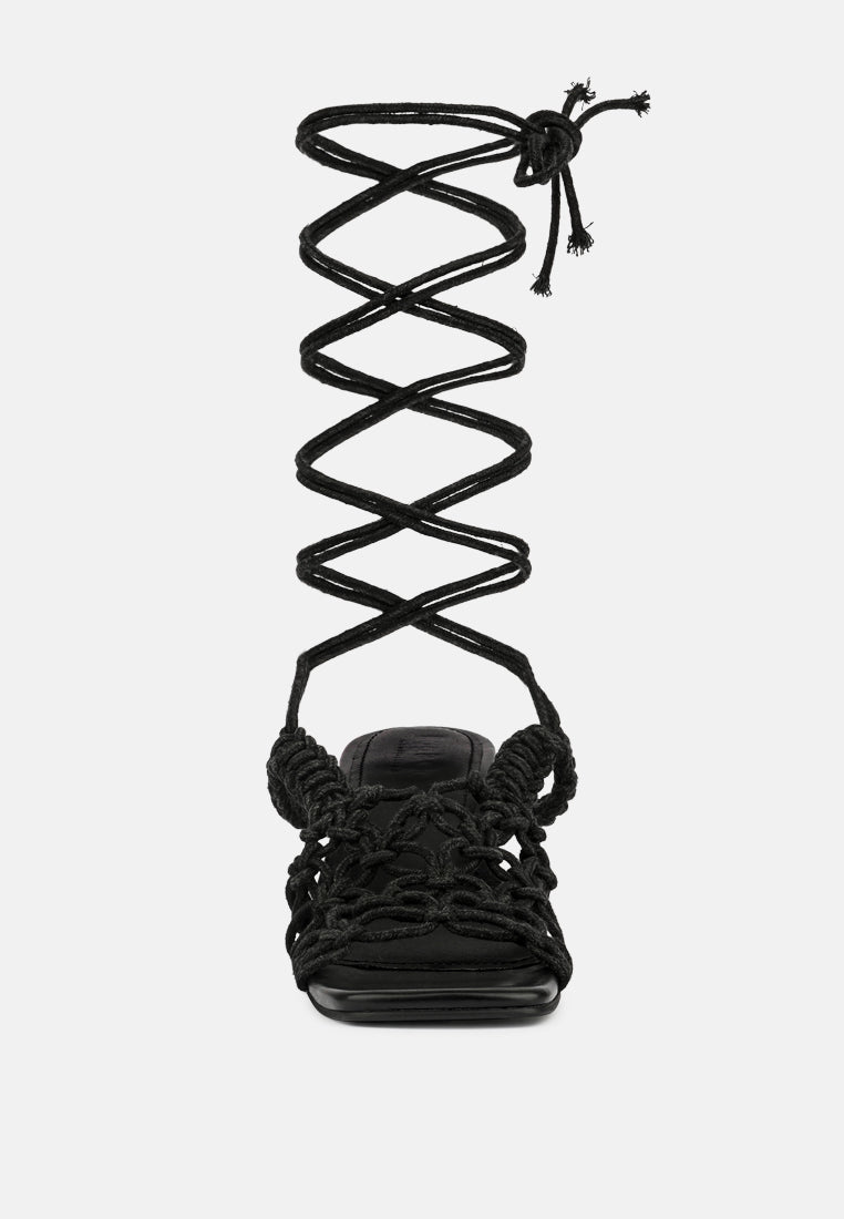 beroe latte braided handcrafted lace up sandal black