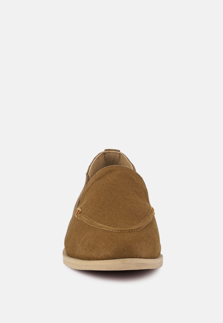 BOUGIE Tan Organic Canvas Loafers_Tan