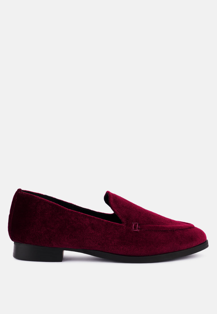 LUXE-LAP Burgundy Velvet Handcrafted Loafers_Burgundy