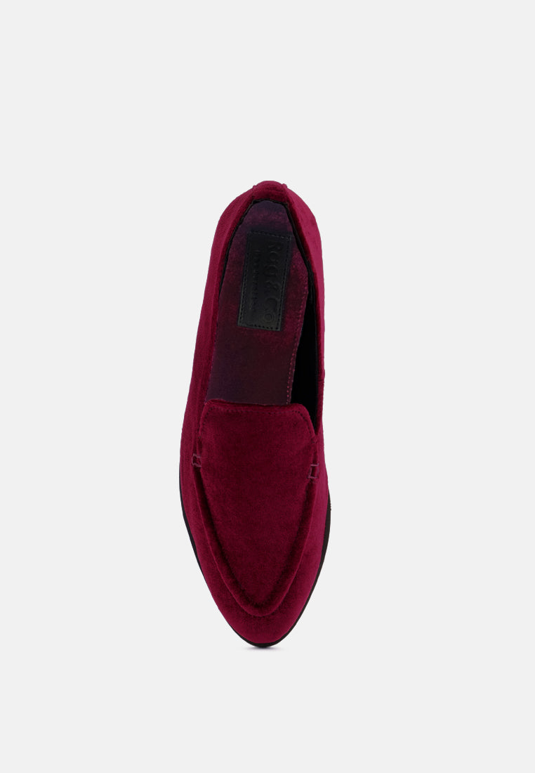 LUXE-LAP Burgundy Velvet Handcrafted Loafers_Burgundy