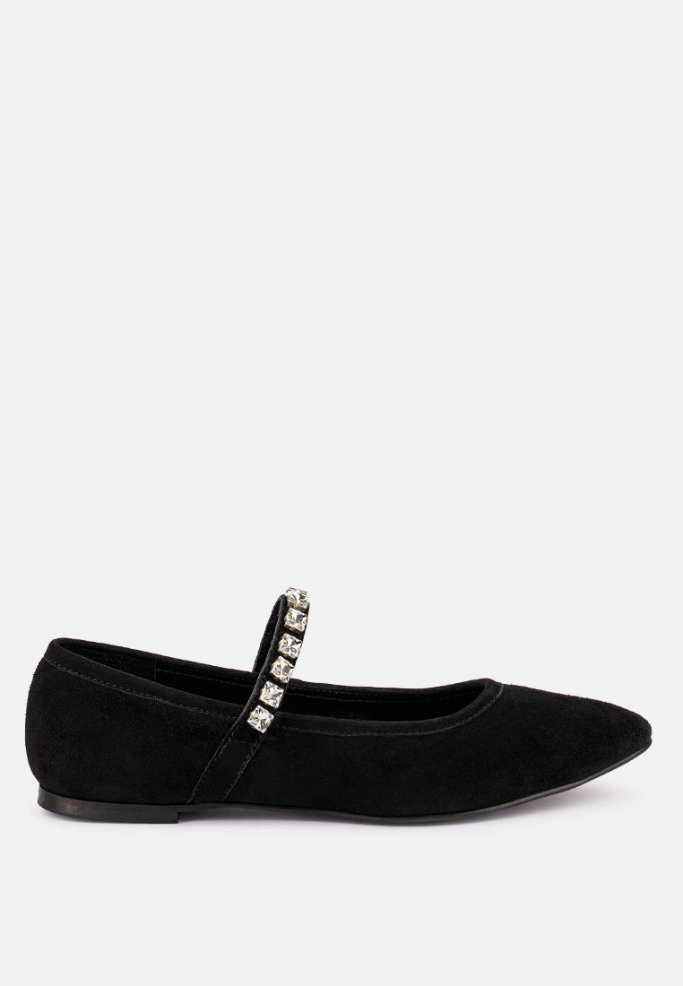 assisi black fine suede maryjane ballet blats_black