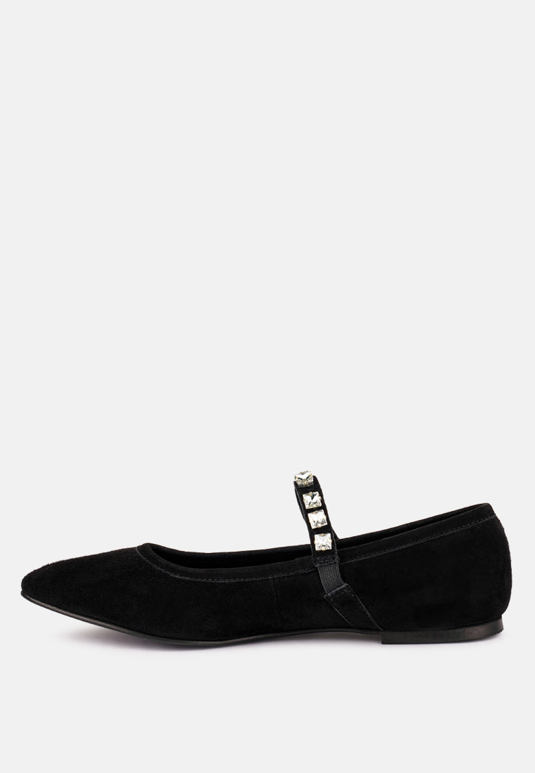 assisi black fine suede maryjane ballet blats_black