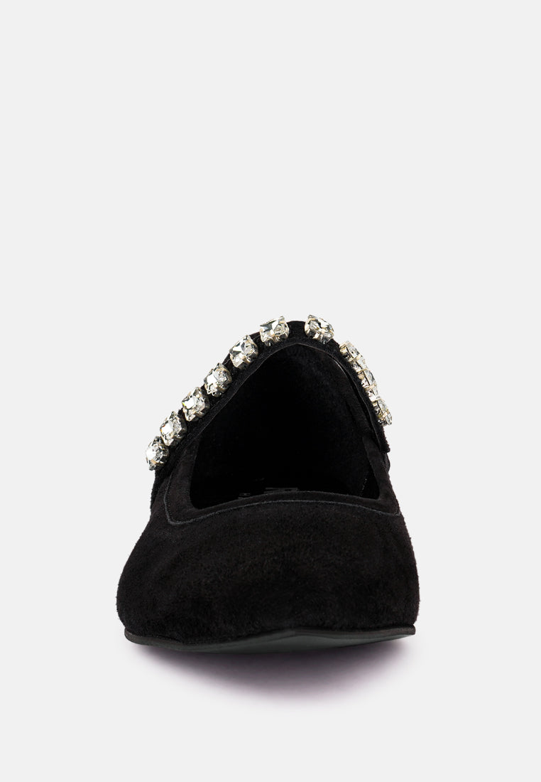 assisi black fine suede maryjane ballet blats_black