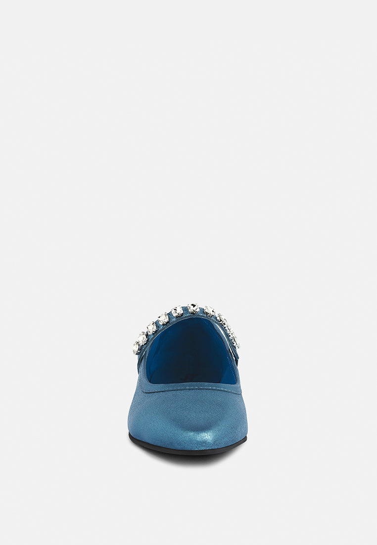alverno blue metallic leather mary jane flats_blue