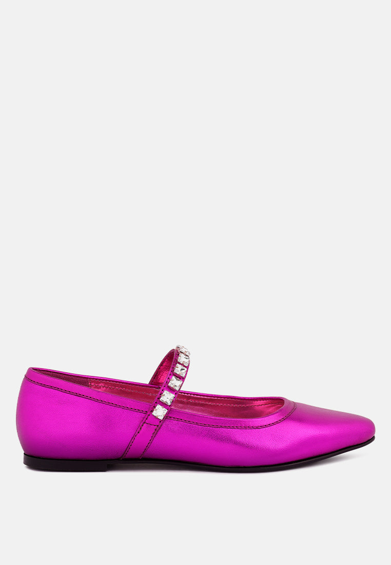 alverno fuchsia metallic leather mary jane flats_fuchsia