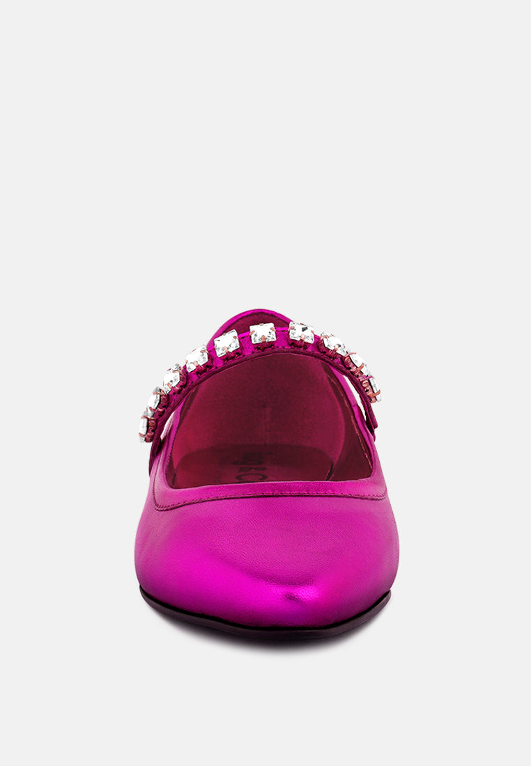 alverno fuchsia metallic leather mary jane flats_fuchsia