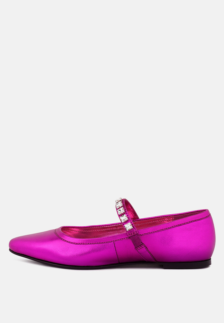alverno fuchsia metallic leather mary jane flats_fuchsia