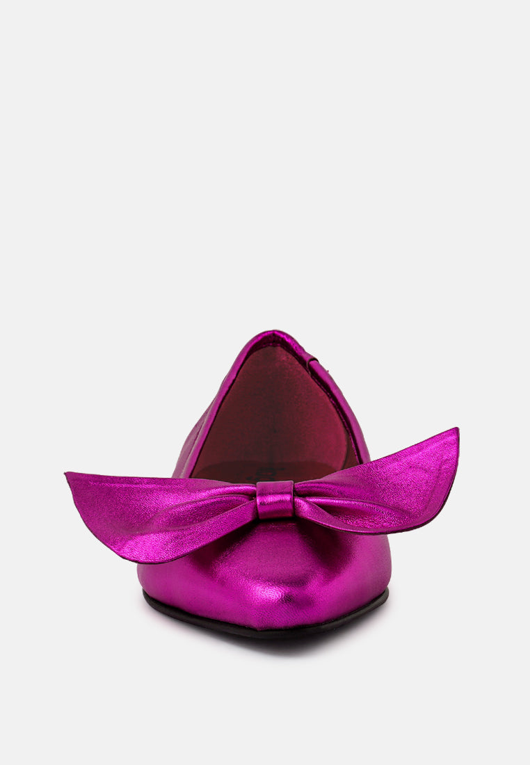 pie-tribe pink metallic big bow ballerinas_fuchsia