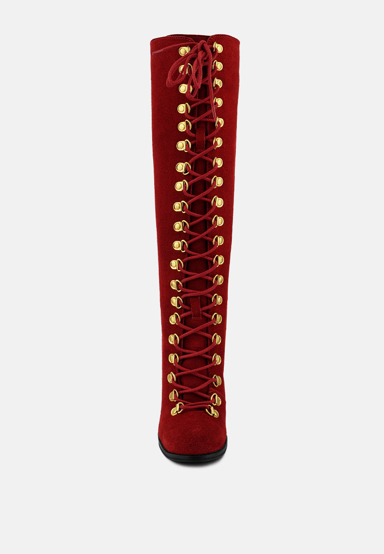 sleet-slay antique red heeled calf boot_red