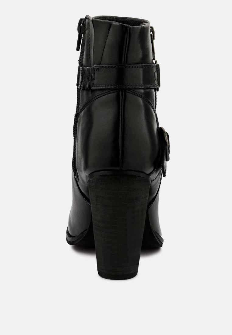 cat-track black leather heeled ankle boots_black