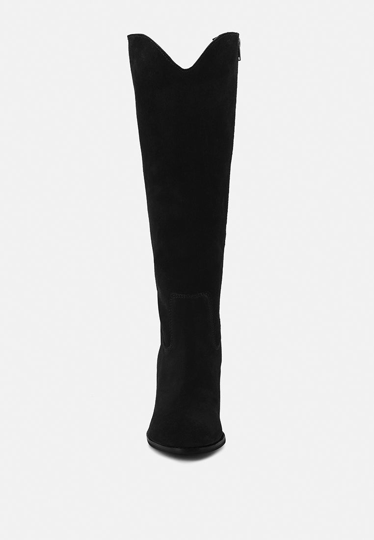 great-storm black suede leather calf boots#color_black